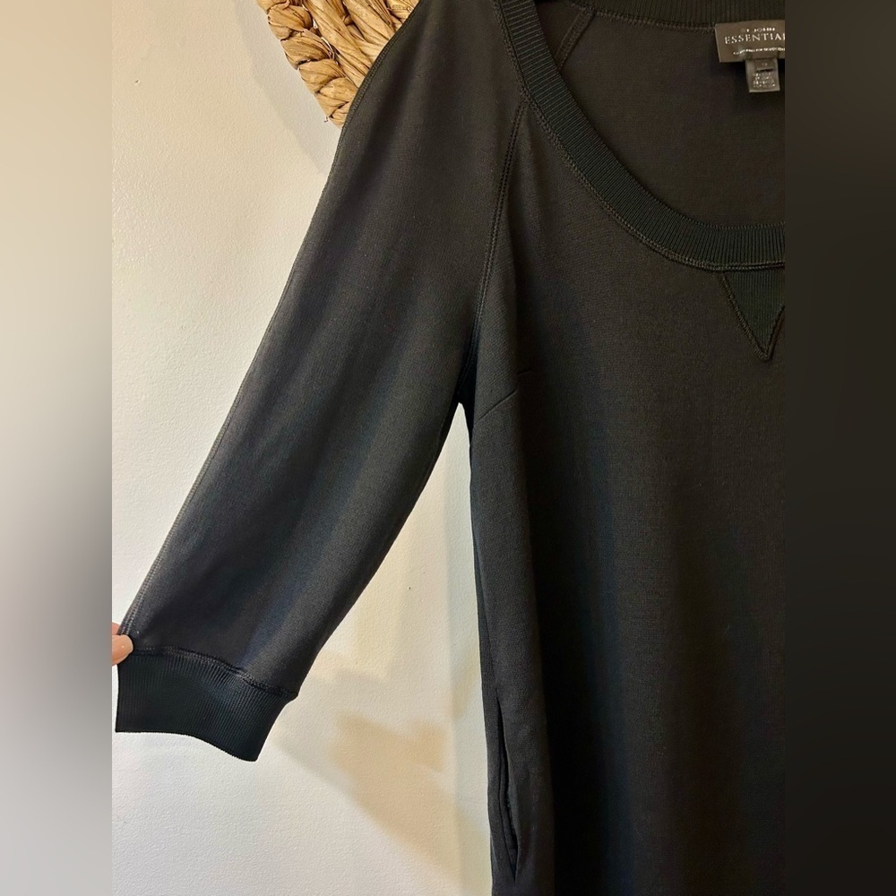 St. John Essentials Milano Knit 3/4 Sleeve Round Neck Dress Size 16 - Picture 2 of 12